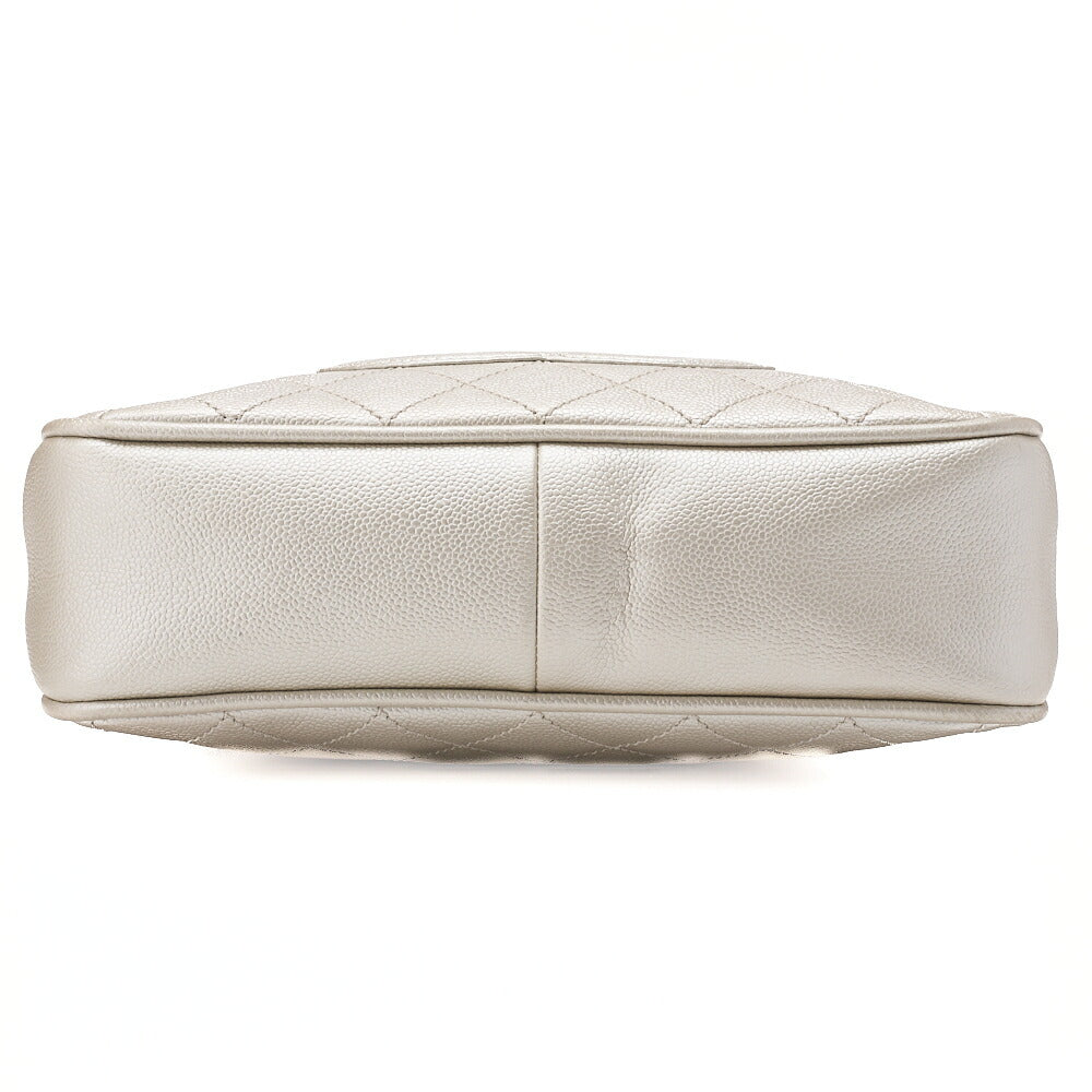 CHANEL Caviar Skin Matelasse Coco Mark One Shoulder Champagne Gold Silver Fittings Brand [Used] [Free Shipping]