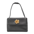 CHANEL Handbag Camellia Leather Black Gold-Tone Hardware, Pre-Owned