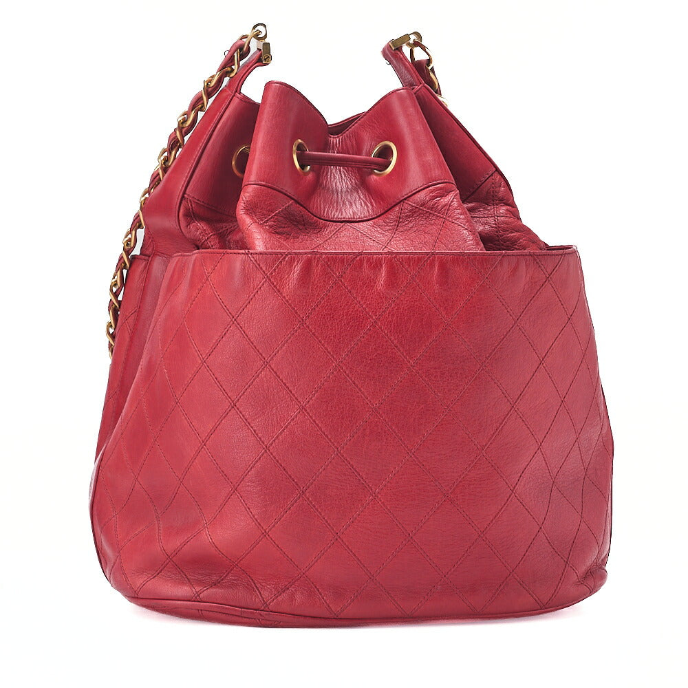 CHANEL Chain Shoulder Bag Cocomark Bicolore Lambskin Red Large Gold-Tone Hardware, Pre-Owned