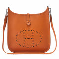HERMES Evelyn PM Shoulder Bag Epson Orange Silver-Tone Hardware, Pre-Owned