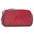 CHANEL Diagonal Stitch Matelasse Coco Charm Chain Shoulder Bag Lambskin Red Silver-Tone Hardware, Pre-Owned