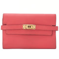 HERMES Hermes Kelly Wallet Medium 3-Fold Wallet Epson Pink Gold-Tone Hardware, Pre-Owned