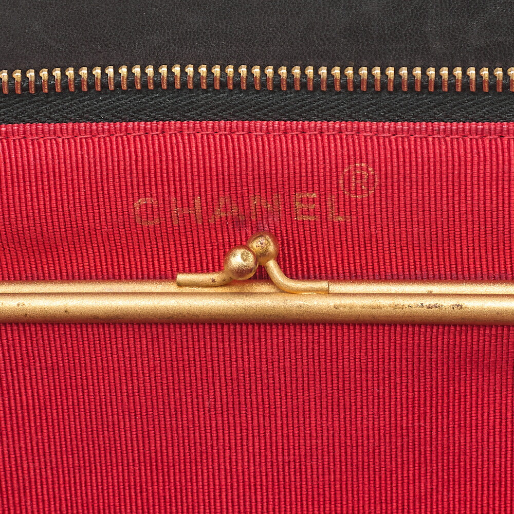 CHANEL Lambskin Diamond Stitch Grain Chain Shoulder Black Gold-Tone Hardware, Pre-Owned