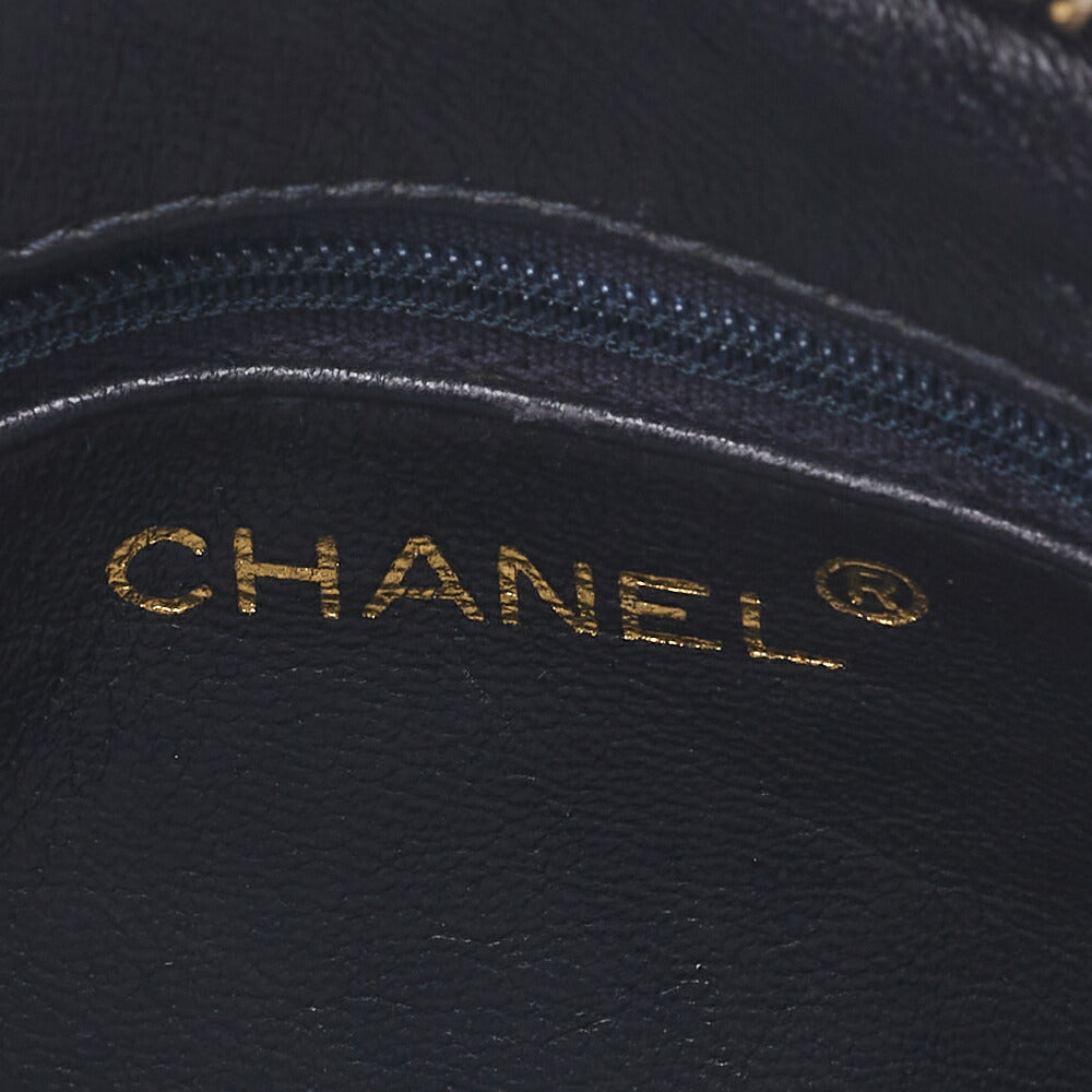 CHANEL Lambskin Gripore Pattern with Fringe Chain Shoulder Blue x Multicolor Gold-Tone Hardware, Pre-Owned