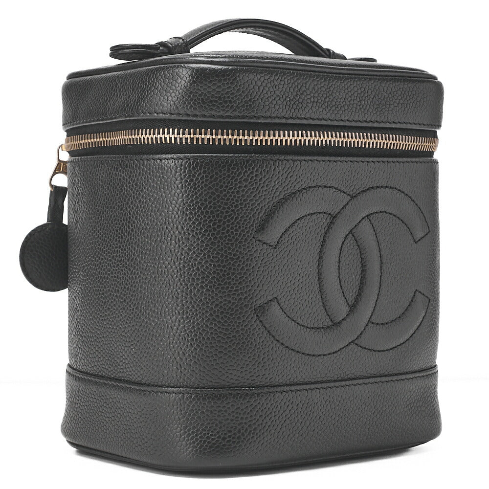CHANEL Cocomark Vanity Handbag Caviar Skin Black Gold-Tone Hardware, Pre-Owned