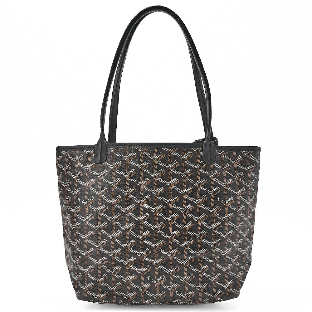 GOYARD Anjumini Tote Bag Coated Canvas Black Silver-Tone Hardware, Pre-Owned