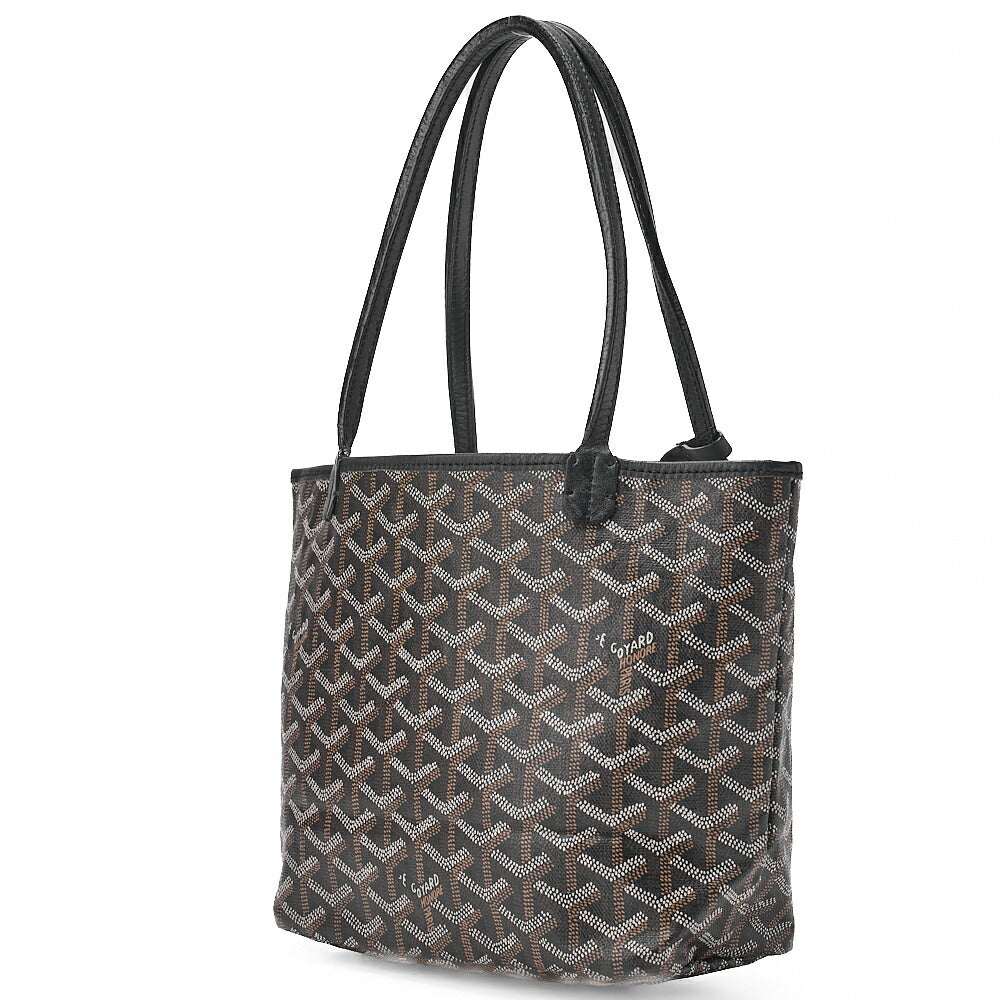 GOYARD Anjumini Tote Bag Coated Canvas Black Silver-Tone Hardware, Pre-Owned