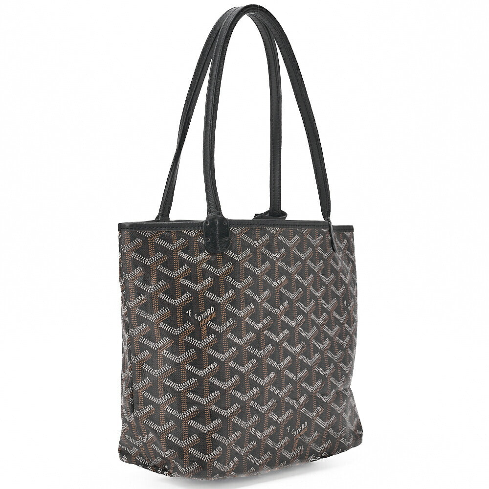 GOYARD Anjumini Tote Bag Coated Canvas Black Silver-Tone Hardware, Pre-Owned