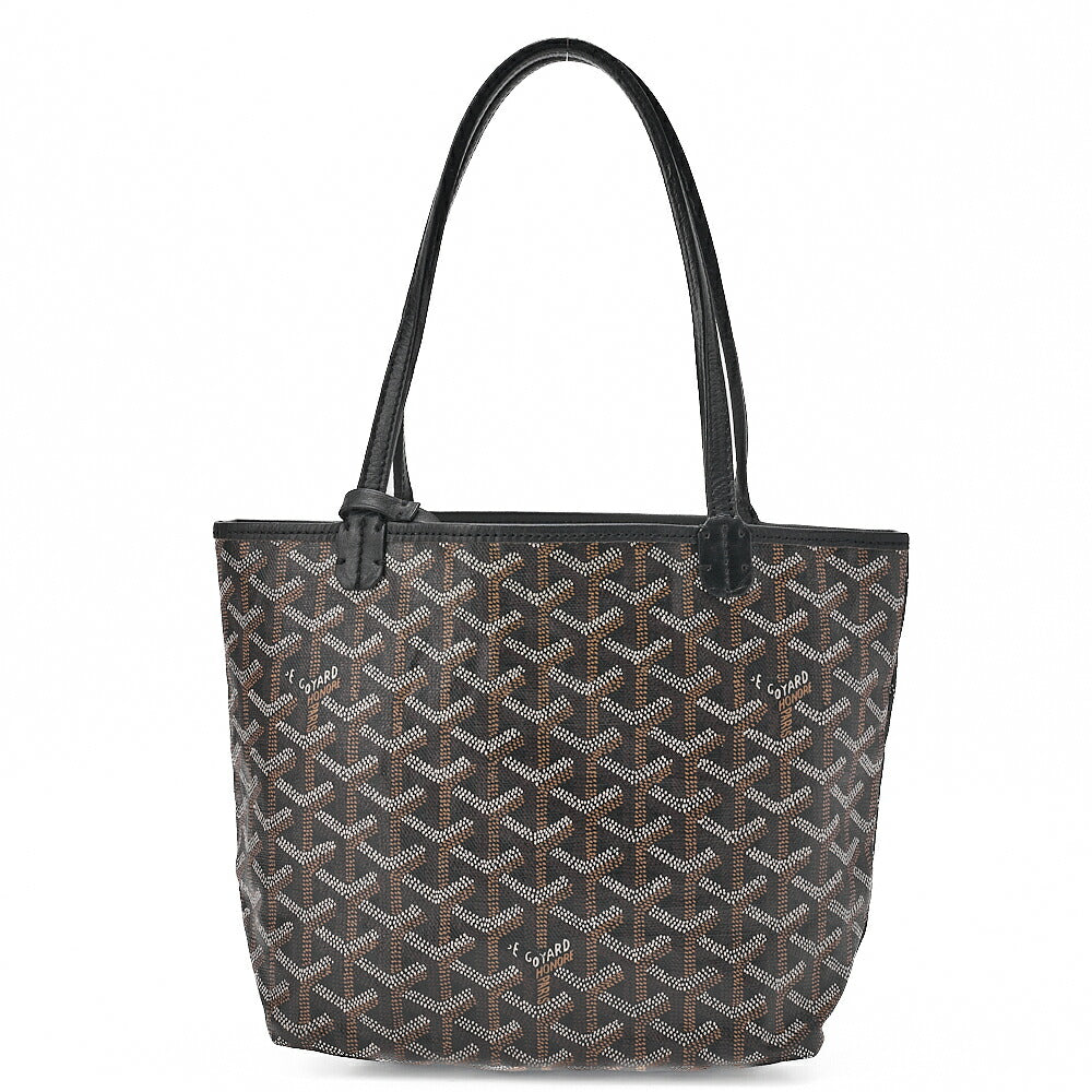 GOYARD Anjumini Tote Bag Coated Canvas Black Silver-Tone Hardware, Pre-Owned