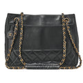 CHANEL Shoulder Bag Matelasse with Charm Double Chain Shoulder Lambskin Black Gold-Tone Hardware, Pre-Owned