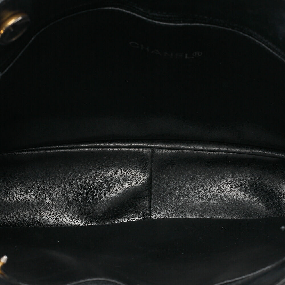 CHANEL Shoulder Bag Matelasse with Charm Double Chain Shoulder Lambskin Black Gold-Tone Hardware, Pre-Owned