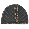 CHANEL Matelasse Diamond Charm Half Moon Lambskin Black Gold-Tone Hardware, Pre-Owned