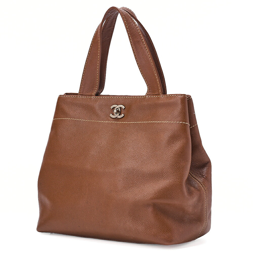 CHANEL Matelasse Tote Bag Cocomark Caviar Skin Brown Vintage Silver-Tone Hardware, Pre-Owned