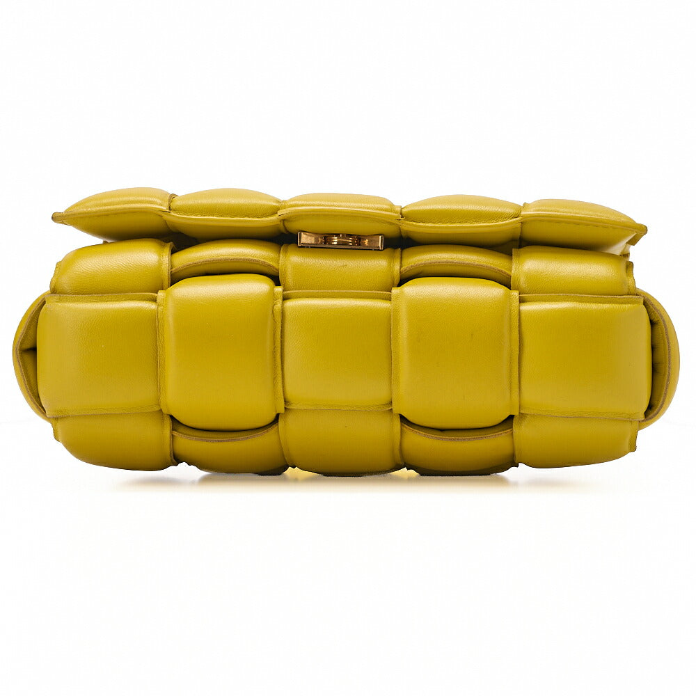 BOTTEGA VENETA Intrecciato Lambskin Padette Cassette Shoulder Back Yellow Gold-Tone Hardware, Pre-Owned