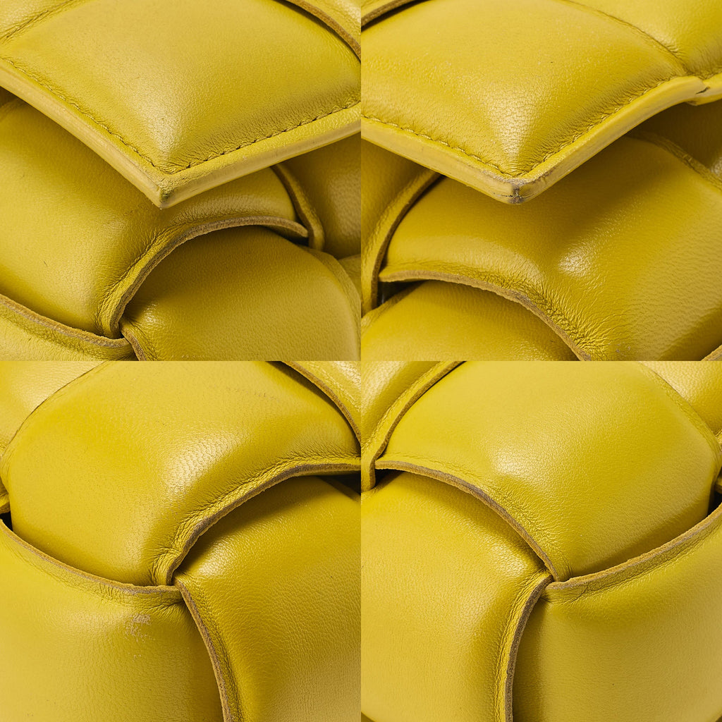 BOTTEGA VENETA Intrecciato Lambskin Padette Cassette Shoulder Back Yellow Gold-Tone Hardware, Pre-Owned