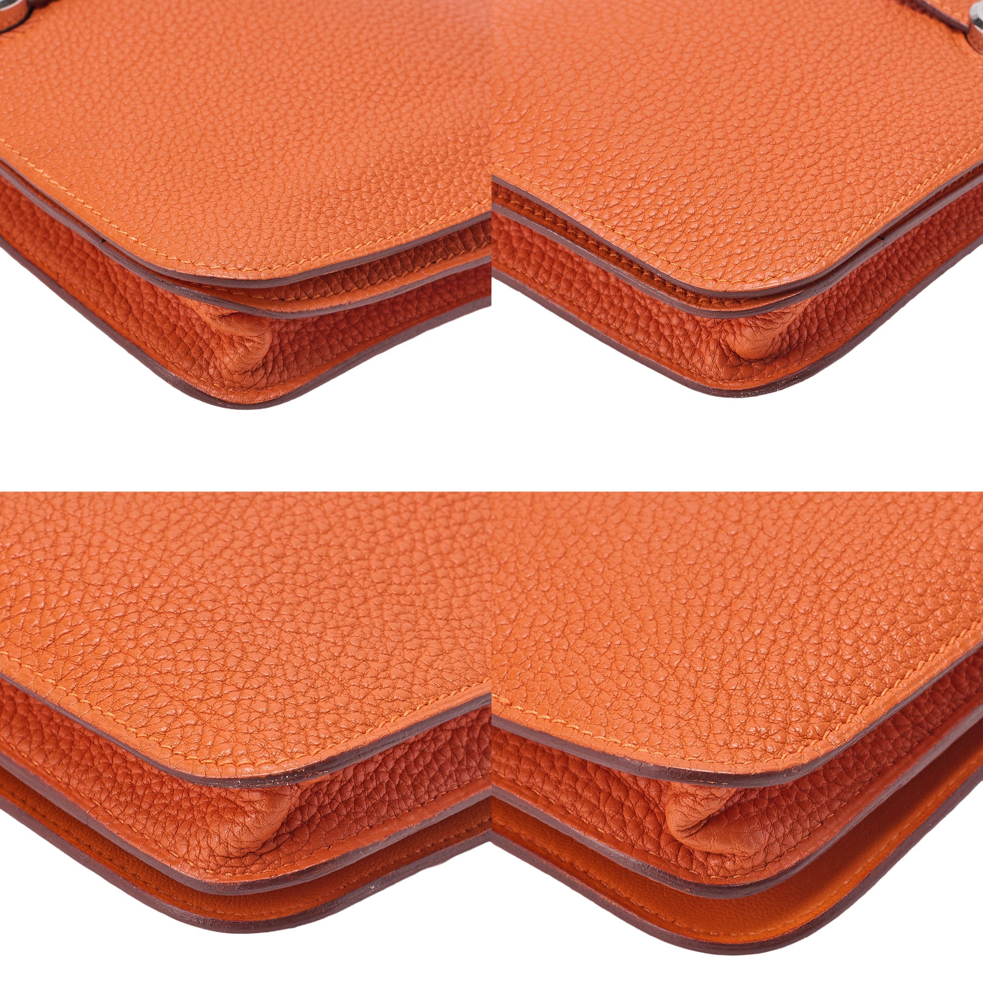 HERMES Dogon Poche 2-Fold Long Wallet Togo Waist Bag Orange Silver-Tone Hardware, Pre-Owned