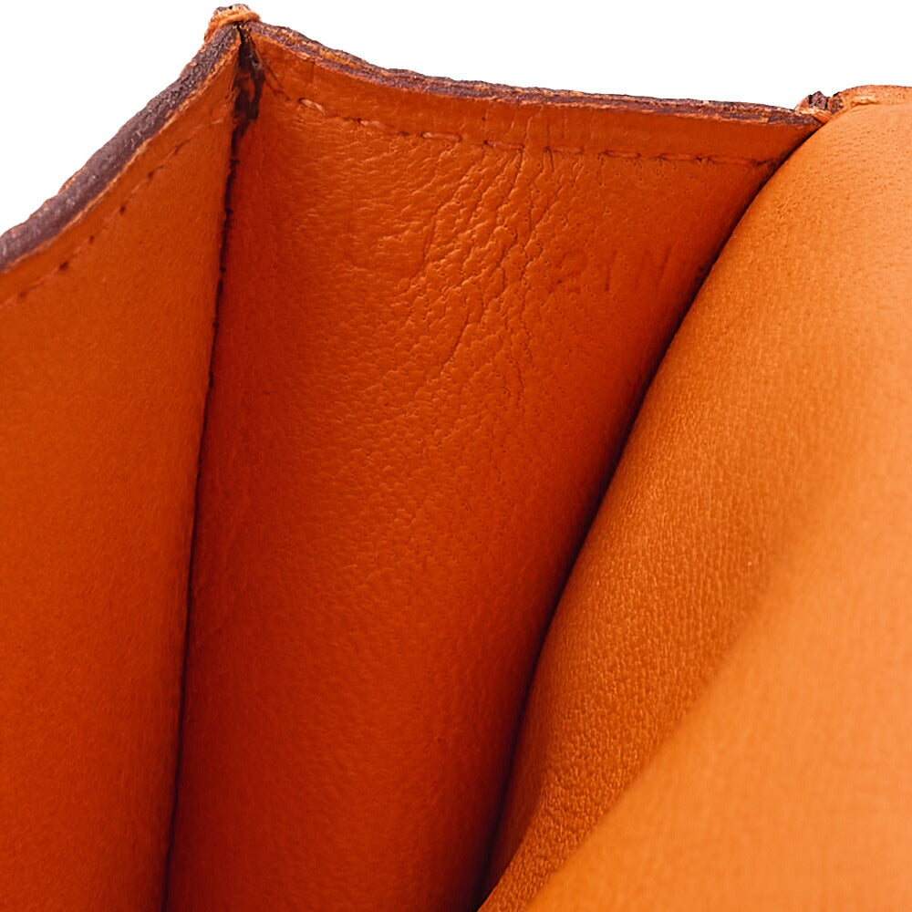 HERMES Dogon Poche 2-Fold Long Wallet Togo Waist Bag Orange Silver-Tone Hardware, Pre-Owned