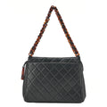 CHANEL Tote Bag Matelasse Lambskin Tortoiseshell Black Gold-Tone Hardware, Pre-Owned