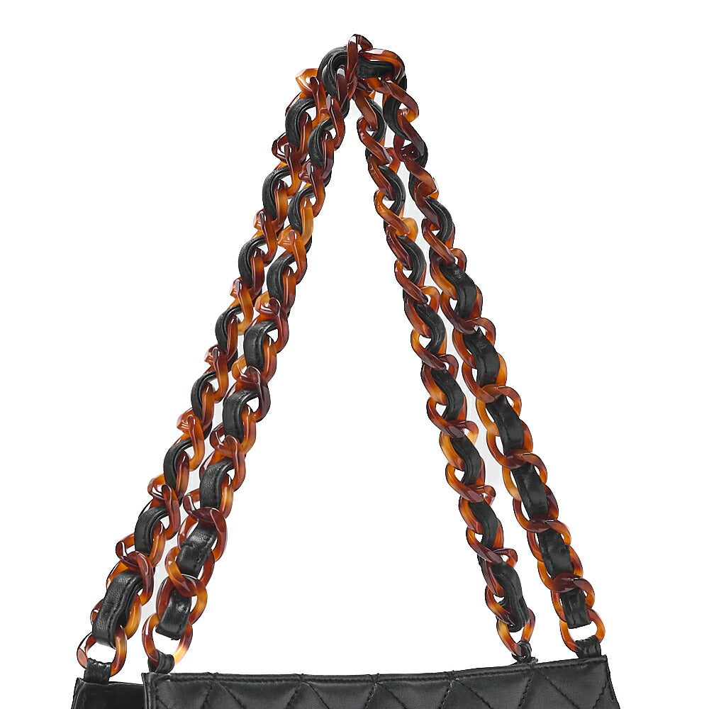 CHANEL Tote Bag Matelasse Lambskin Tortoiseshell Black Gold-Tone Hardware, Pre-Owned