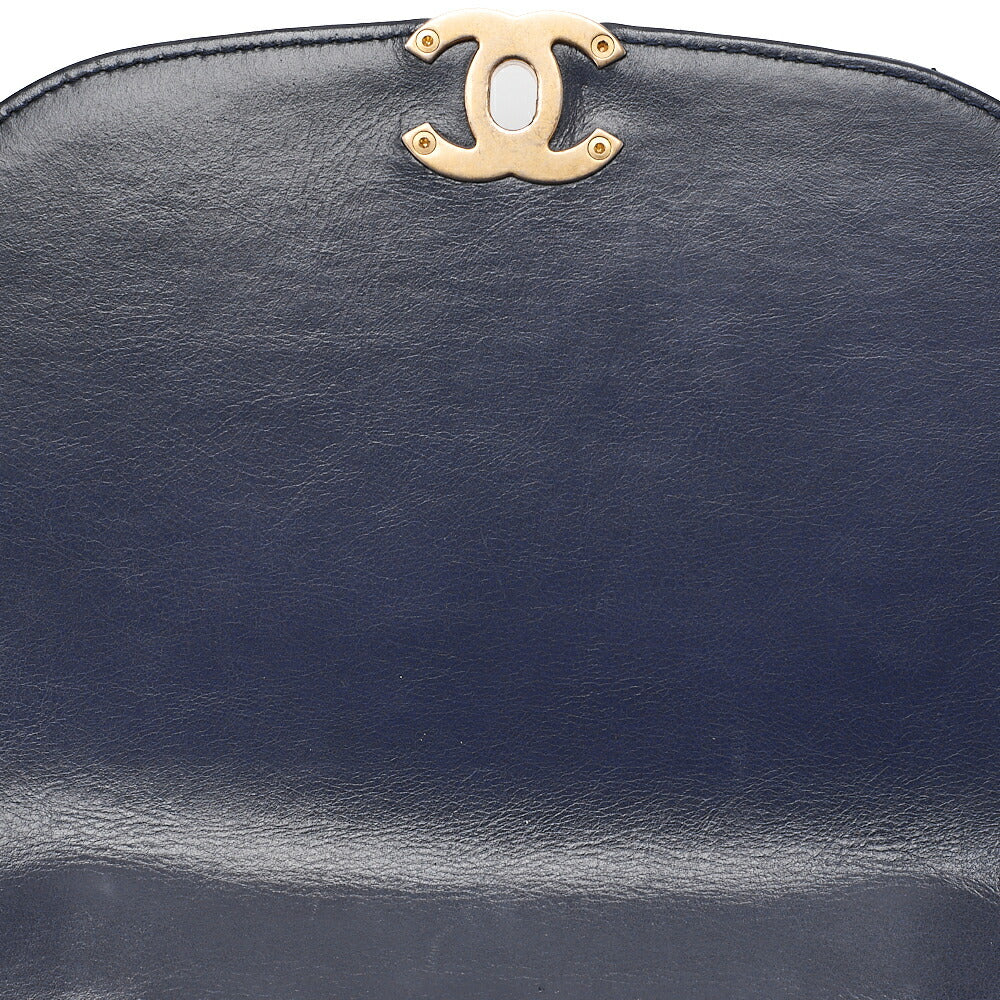 CHANEL Vintage Calf Matelasse Half Moon 2way Chain Shoulder Navy Gold-Tone Hardware, Pre-Owned