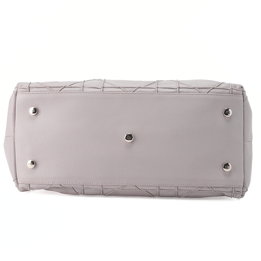 Dior Lady Dior Granville Calfskin Handbag 2way Lavender Silver-Tone Hardware, Pre-Owned