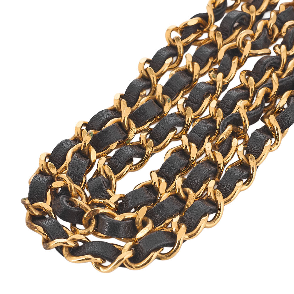 CHANEL Cocomark Chain Belt Triple GP x  Leather Black x  Gold Gold-Tone Hardware, Pre-Owned