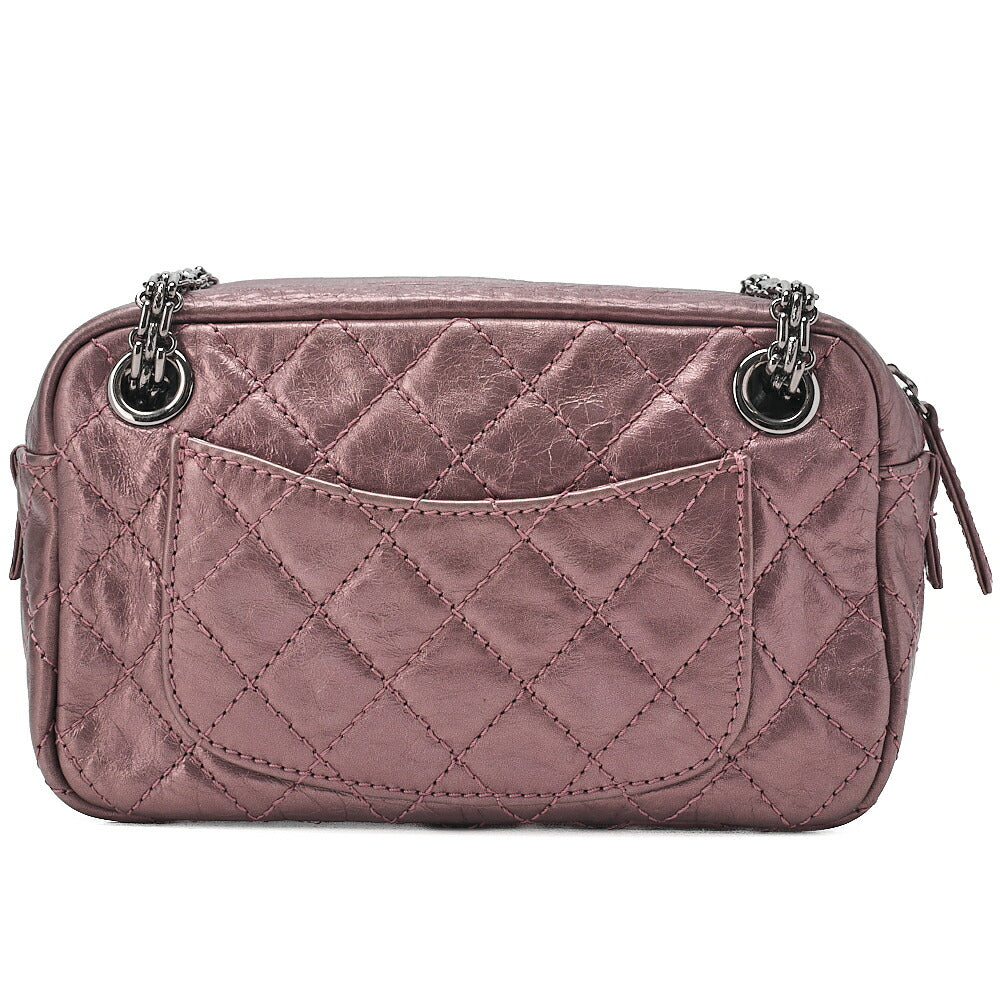 CHANEL Vintage Calf Matelasse 2.55 Turnlock Chain Shoulder Purple Silver-Tone Hardware, Pre-Owned