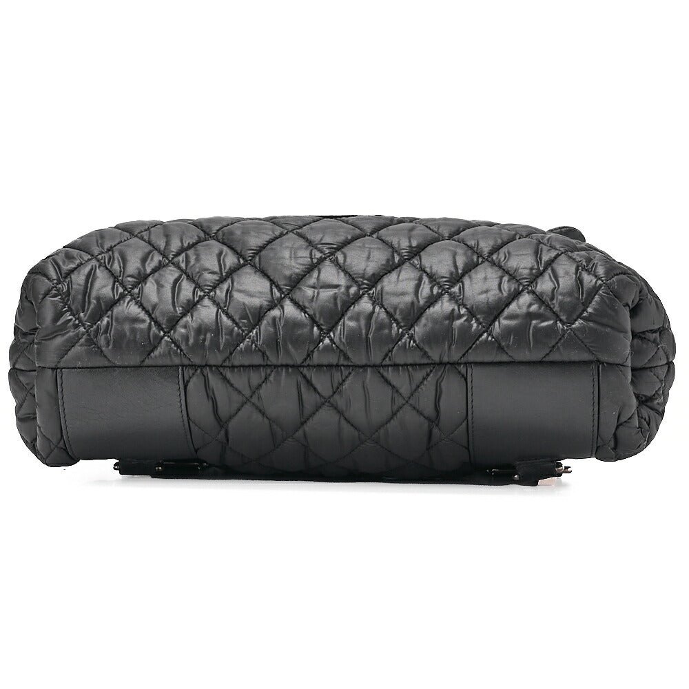 CHANEL Nylon Coco Backpack Black Silver-Tone Hardware, Pre-Owned