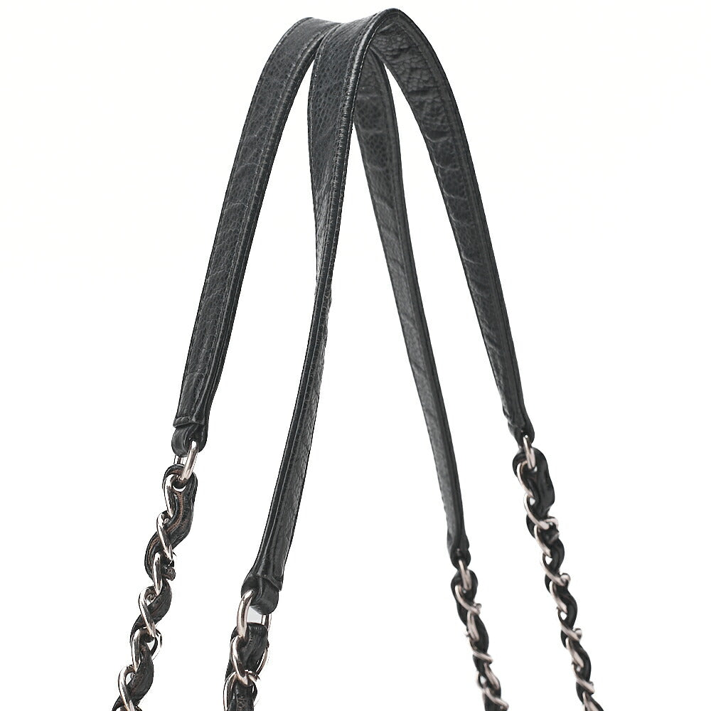 CHANEL Caviar Skin Matelasse Coco Mark Chain Shoulder Bag Black Silver-Tone Hardware, Pre-Owned