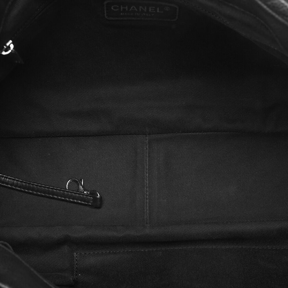 CHANEL Caviar Skin Matelasse Coco Mark Chain Shoulder Bag Black Silver-Tone Hardware, Pre-Owned
