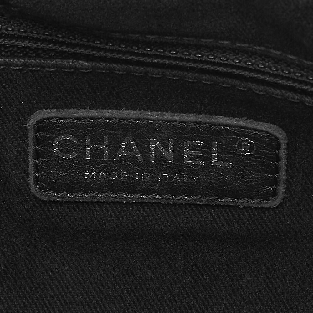 CHANEL Caviar Skin Matelasse Coco Mark Chain Shoulder Bag Black Silver-Tone Hardware, Pre-Owned