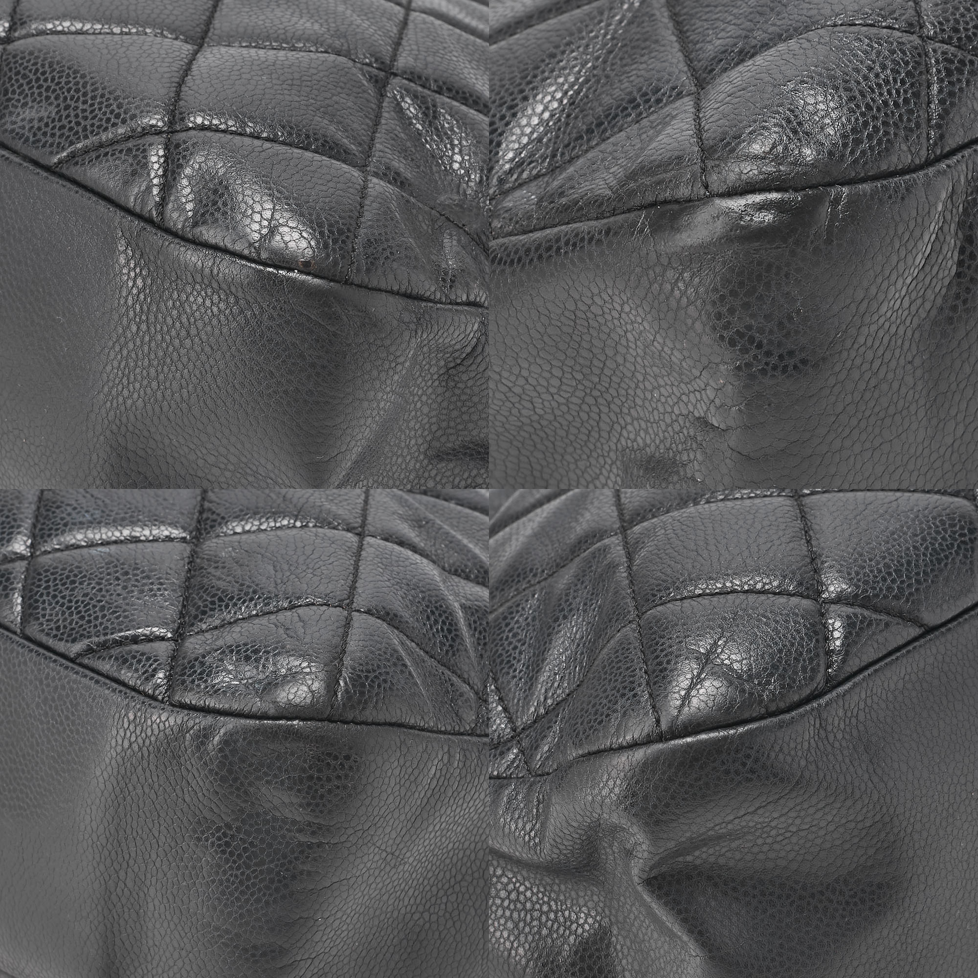CHANEL Caviar Skin Matelasse Coco Mark Chain Shoulder Bag Black Silver-Tone Hardware, Pre-Owned