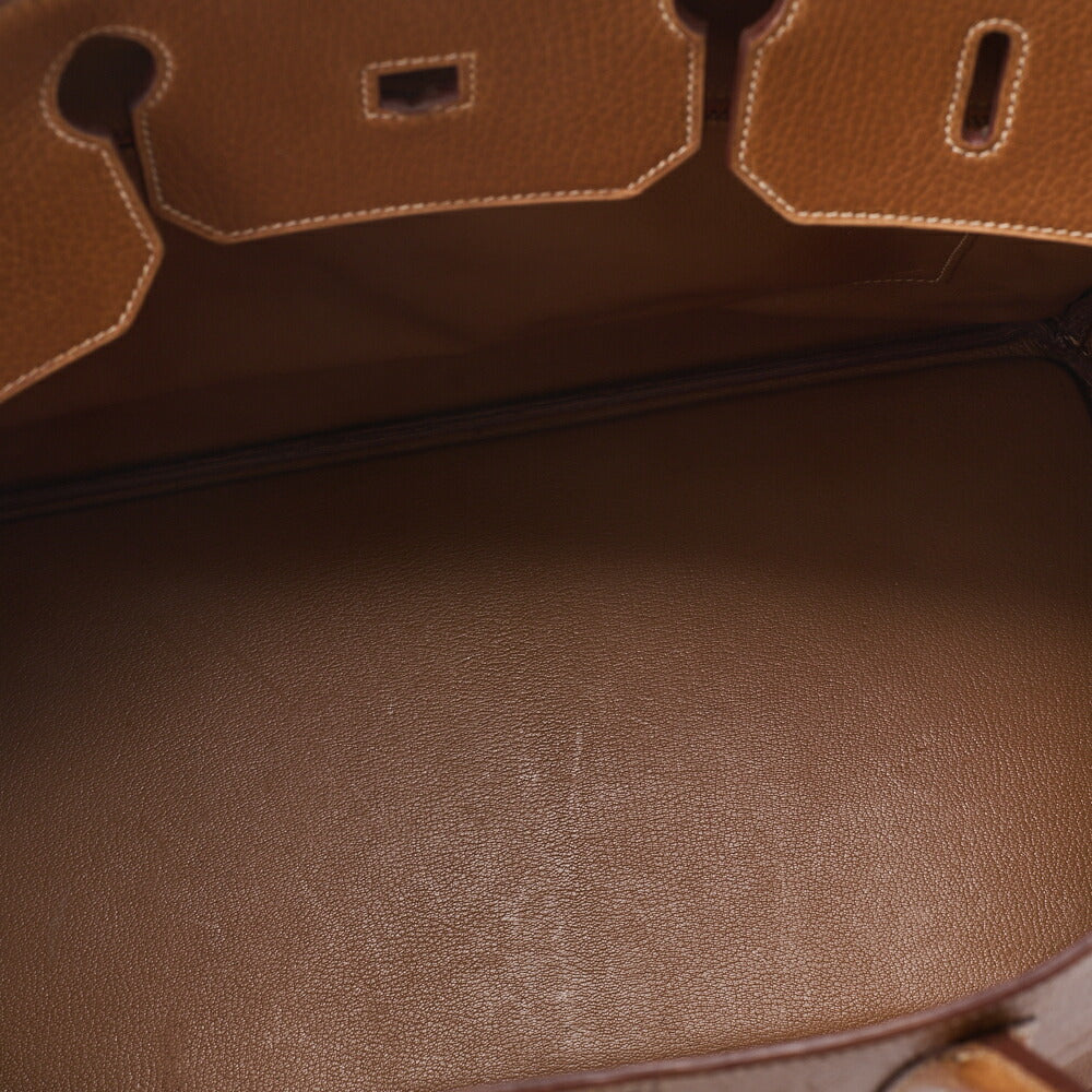 HERMES Birkin 40 Handbag Ardennes Gold Gold-Tone Hardware, Pre-Owned