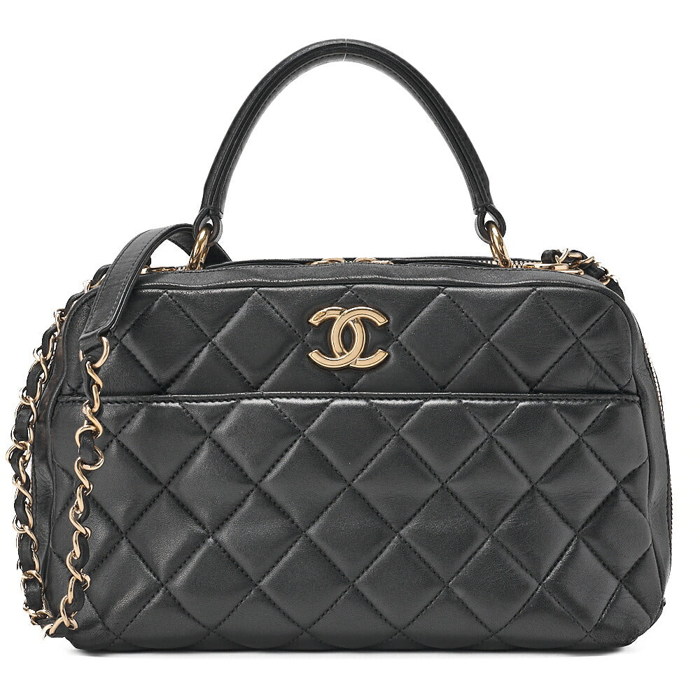 CHANEL Chima Trasse 2WAY CC Trendy Chain Shoulder Handbag Lambskin Black Gold Fittings Women's Bag Brand [Used] [Free Shipping]