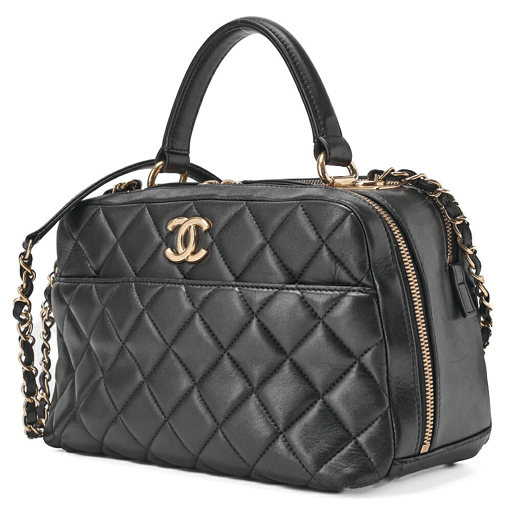 CHANEL Chima Trasse 2WAY CC Trendy Chain Shoulder Handbag Lambskin Black Gold Fittings Women's Bag Brand [Used] [Free Shipping]