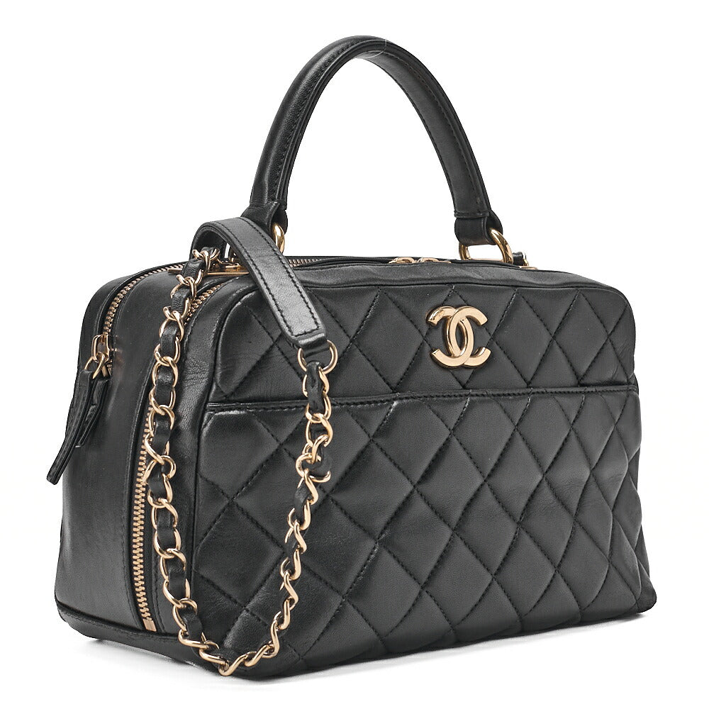 CHANEL Chima Trasse 2WAY CC Trendy Chain Shoulder Handbag Lambskin Black Gold Fittings Women's Bag Brand [Used] [Free Shipping]