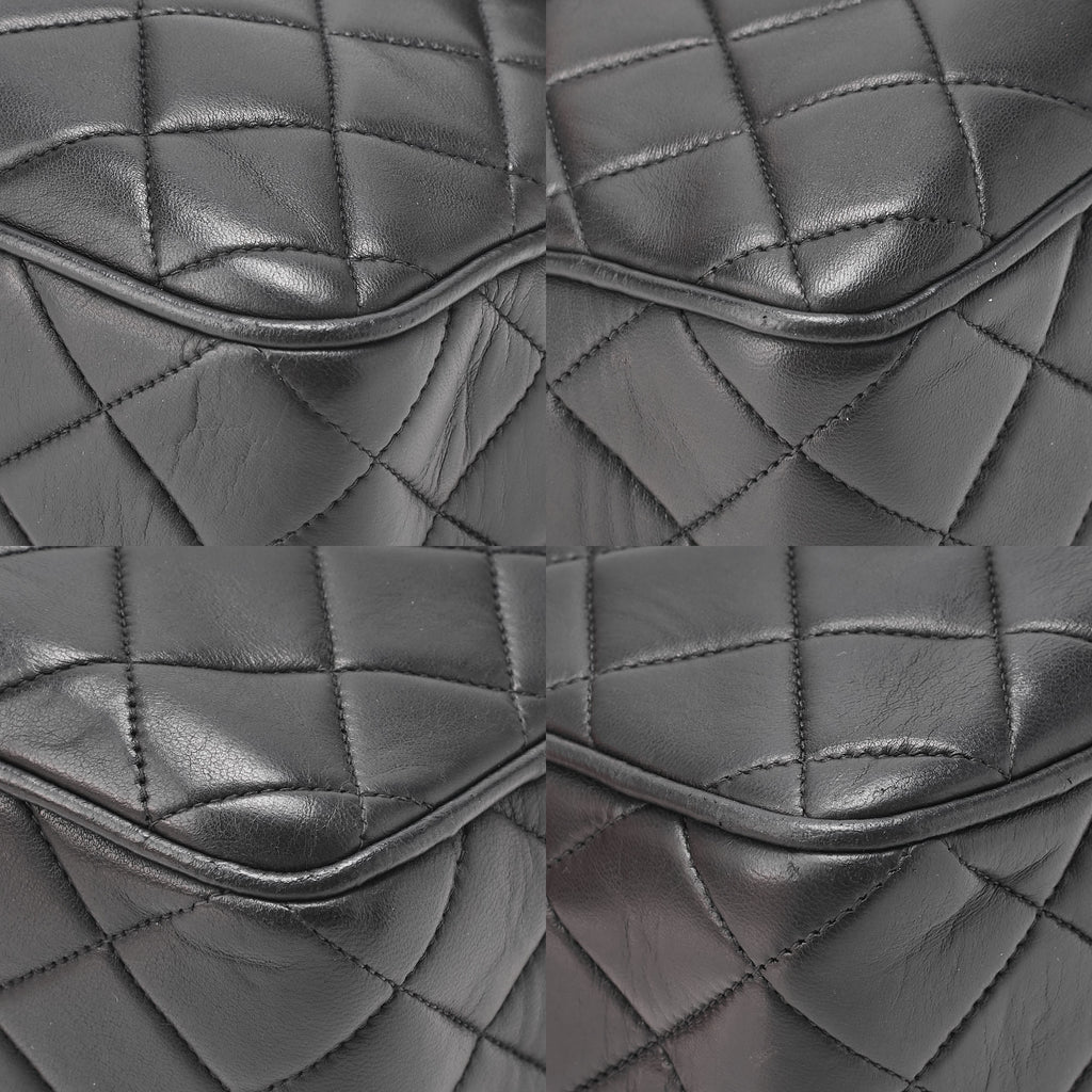 CHANEL Chain Shoulder Bag Matelasse Outside Flap Fringe Chain Shoulder Lambskin Black Gold-Tone Hardware, Pre-Owned