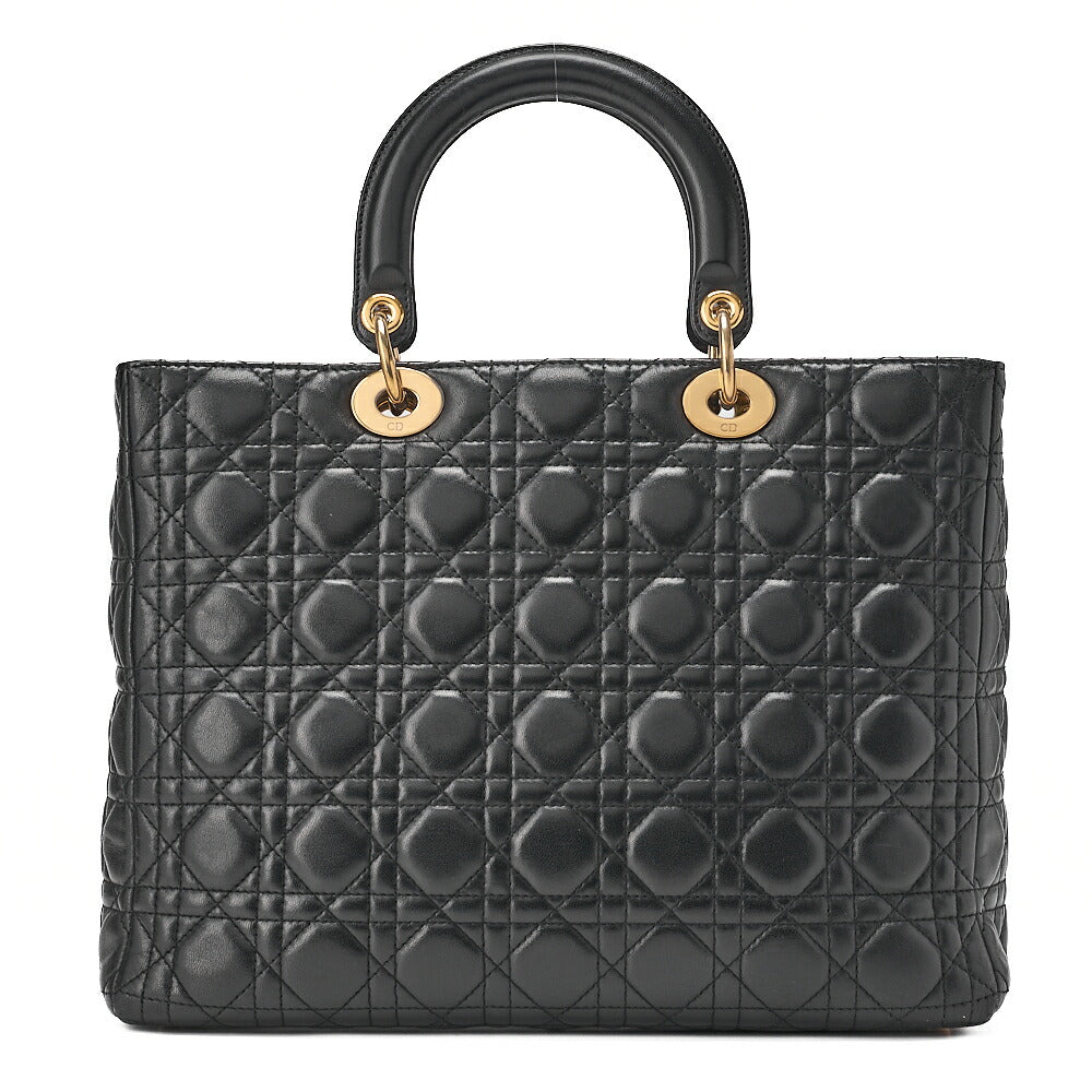 Dior Lady Dior Cannage Handbag Large Size Lambskin Gold-Tone Hardware, Pre-Owned