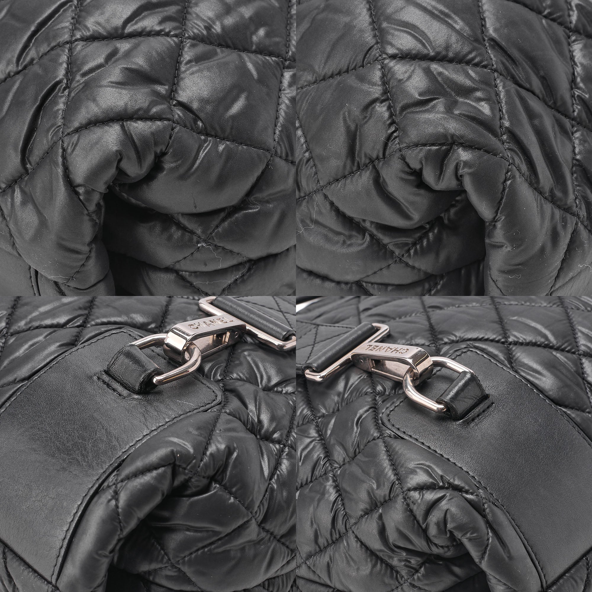 CHANEL Nylon Coco Backpack Black Silver-Tone Hardware, Pre-Owned
