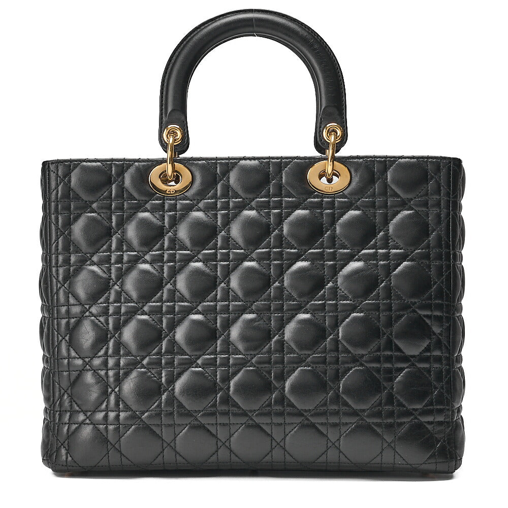 Dior Lady Dior Cannage Handbag Large Size Lambskin Gold-Tone Hardware, Pre-Owned