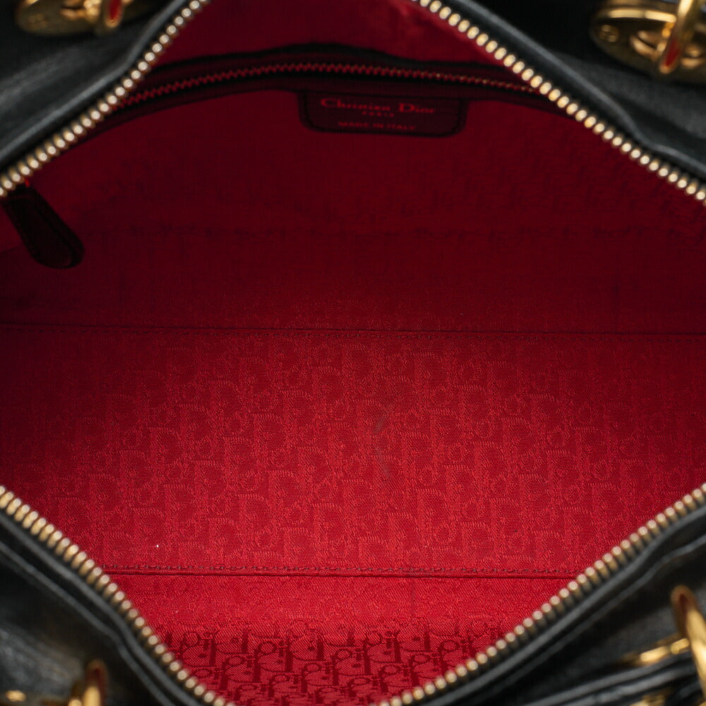 Dior Lady Dior Cannage Handbag Large Size Lambskin Gold-Tone Hardware, Pre-Owned