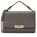 CHANEL Caviar Skin Matelasse 2way Shoulder Brown Gold-Tone Hardware, Pre-Owned