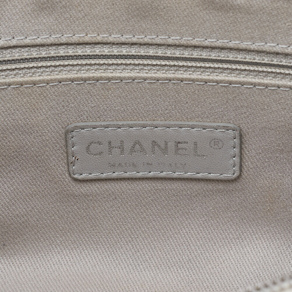CHANEL Caviar Skin Matelasse 25cm Single Flap Chain Shoulder Ivory Silver-Tone Hardware, Pre-Owned