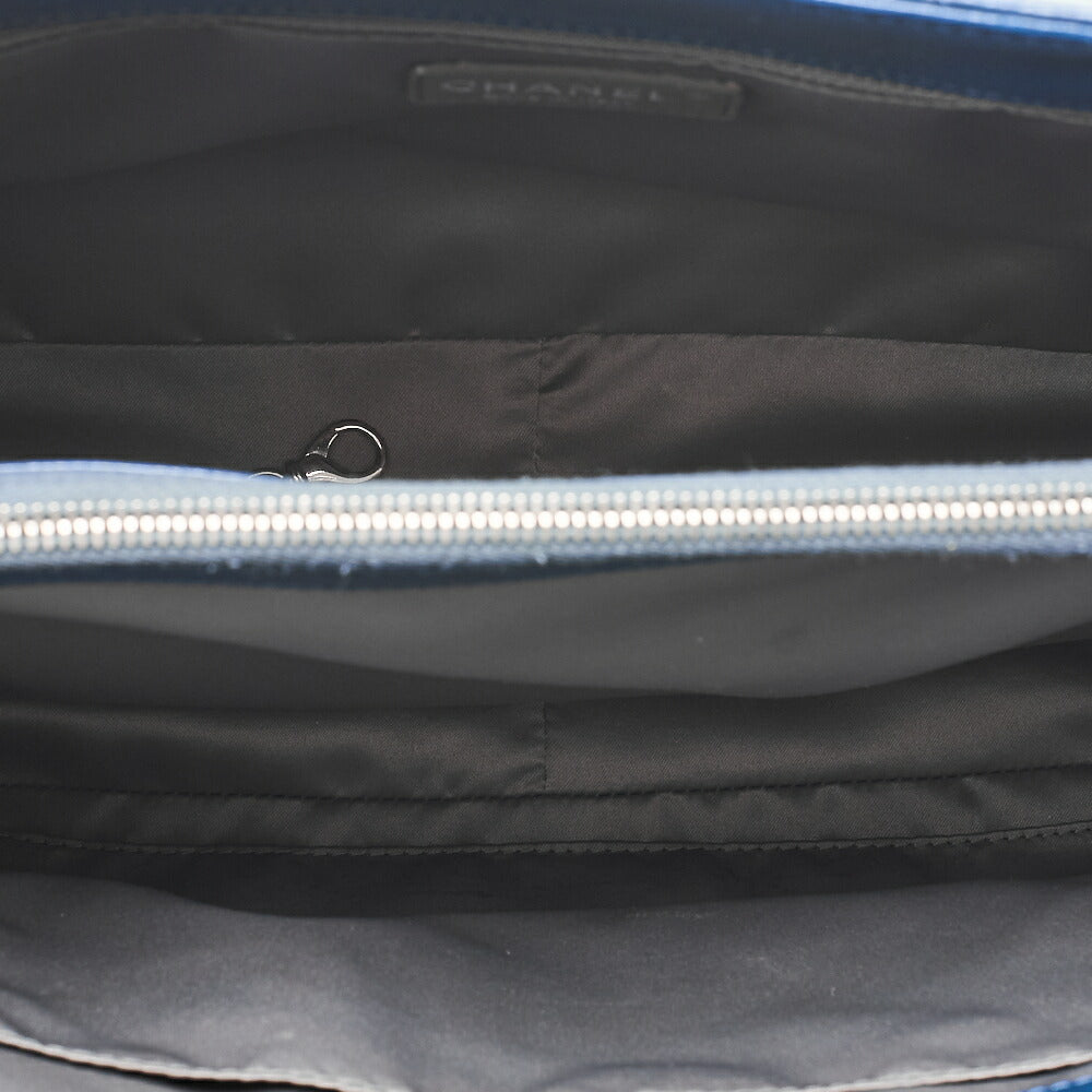 CHANEL Shoulder Bag Tote Bag  Matelasse Caviar Skin Cocomark GST Double Chain Tote Navy Silver-Tone Hardware, Pre-Owned