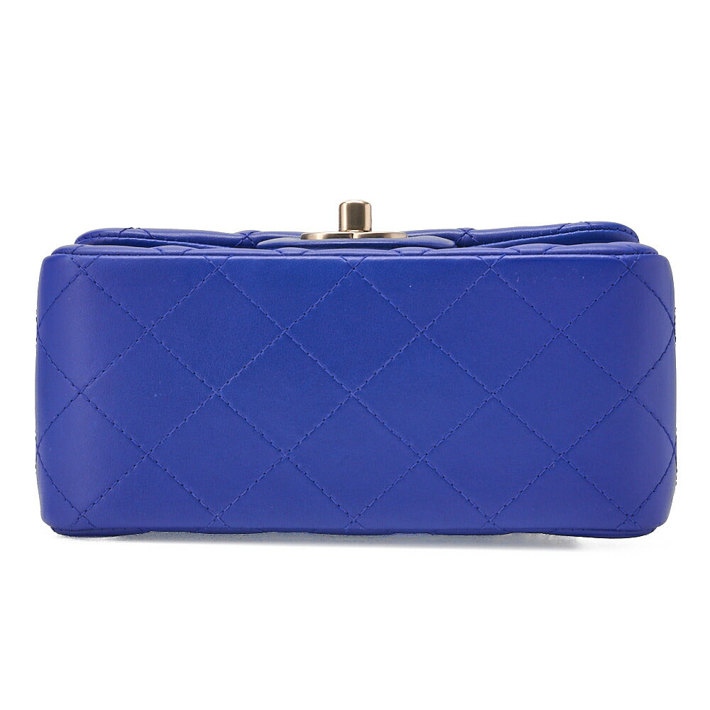 CHANEL Chain Shoulder Bag Mini Matelasse 18cm Lambskin Blue Gold-Tone Hardware, Pre-Owned