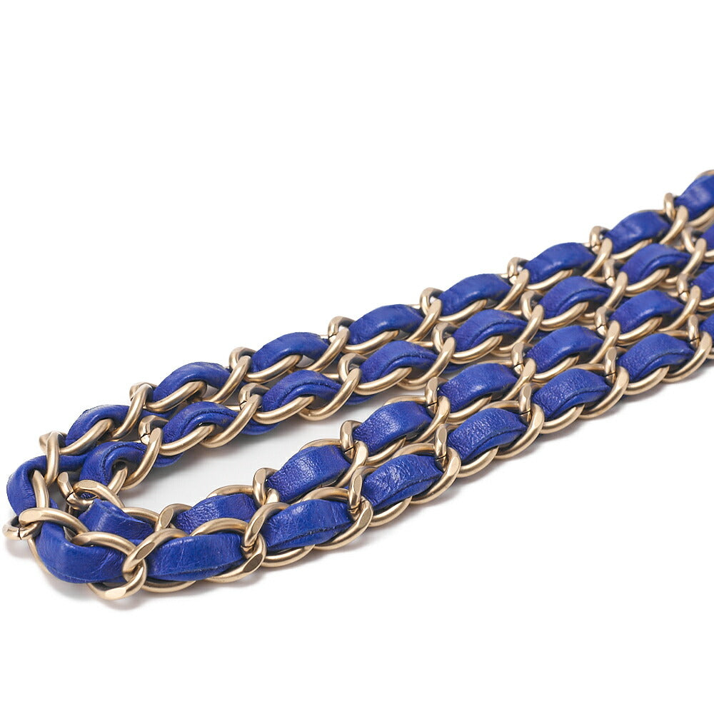 CHANEL Chain Shoulder Bag Mini Matelasse 18cm Lambskin Blue Gold-Tone Hardware, Pre-Owned