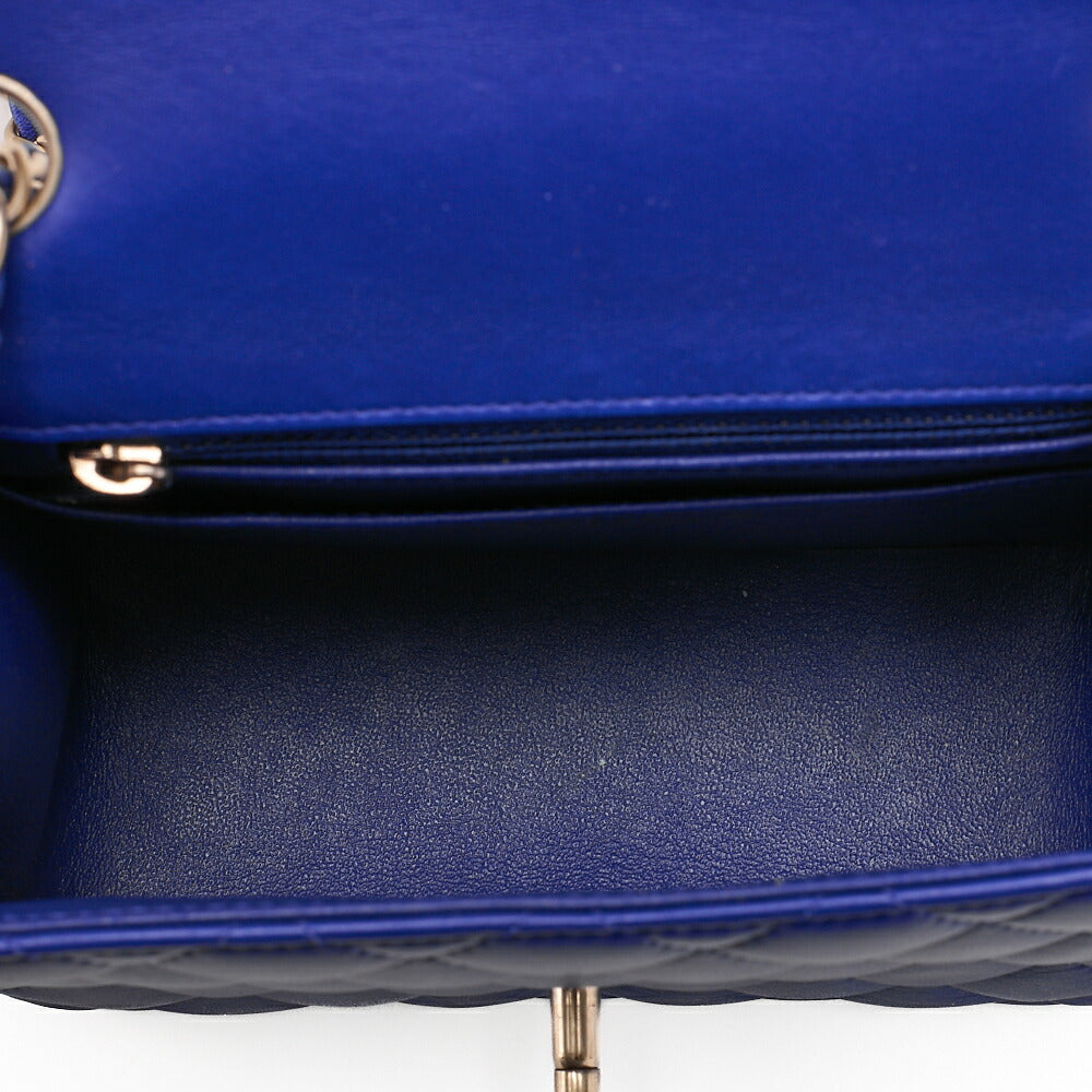 CHANEL Chain Shoulder Bag Mini Matelasse 18cm Lambskin Blue Gold-Tone Hardware, Pre-Owned