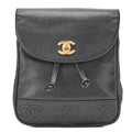 CHANEL Shoulder Bag Backpack Caviar Skin Triple Coco Turnlock Gold-Tone Hardware, Pre-Owned