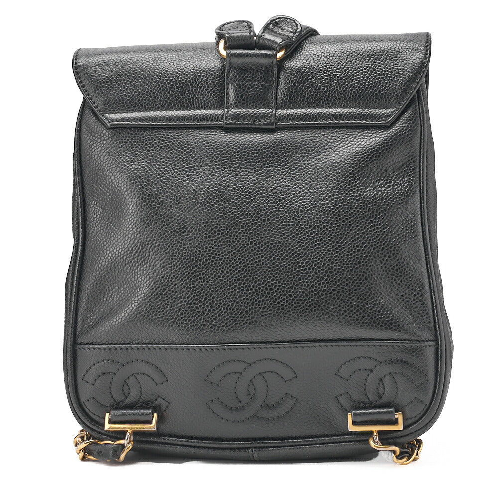 CHANEL Shoulder Bag Backpack Caviar Skin Triple Coco Turnlock Gold-Tone Hardware, Pre-Owned
