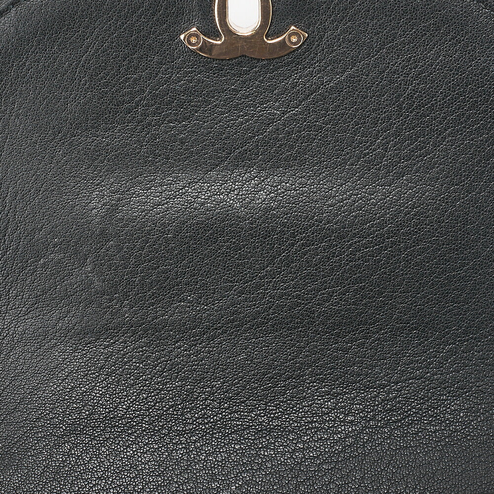CHANEL Lambskin Mini Matelasse Round Chain Shoulder Black Gold-Tone Hardware, Pre-Owned